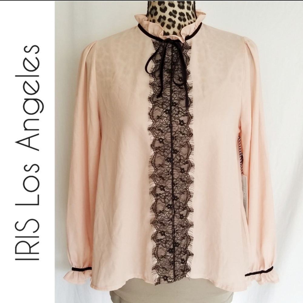 Iris - Blush Parisian Blouse with Lace Detail